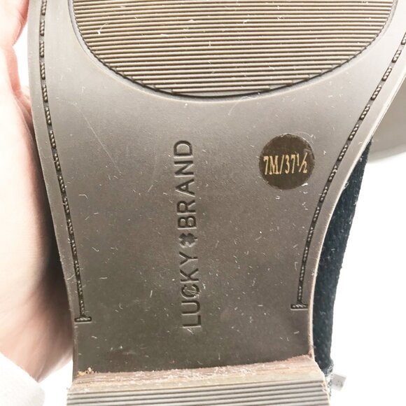 LUCKY BRAND Black Suede Block Heel Ankle Booties Womens 7 Western Boots - Picture 7 of 8